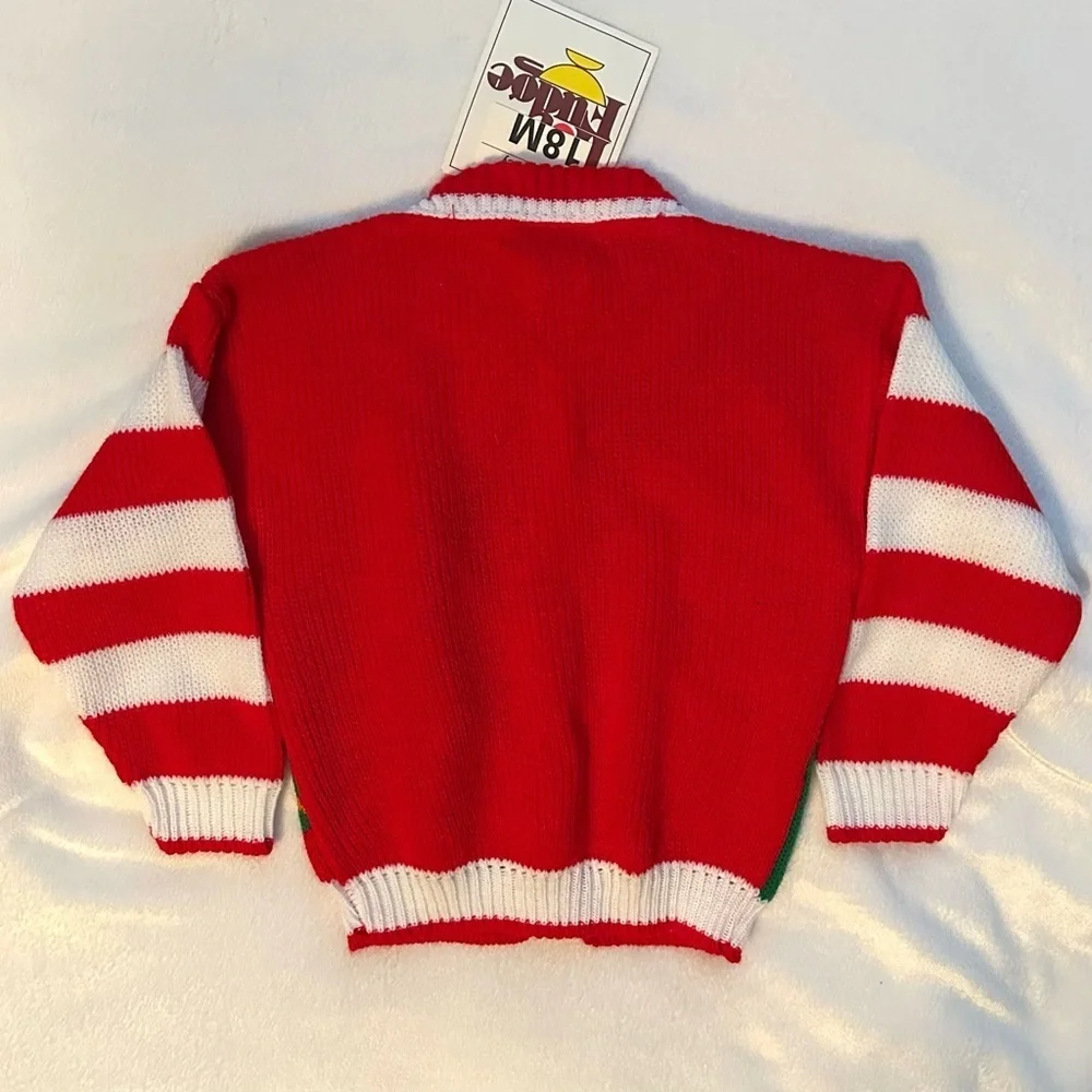 Vintage Hot Fudge Christmas Holiday Knit Cardigan Graphics Sweater Baby 18M